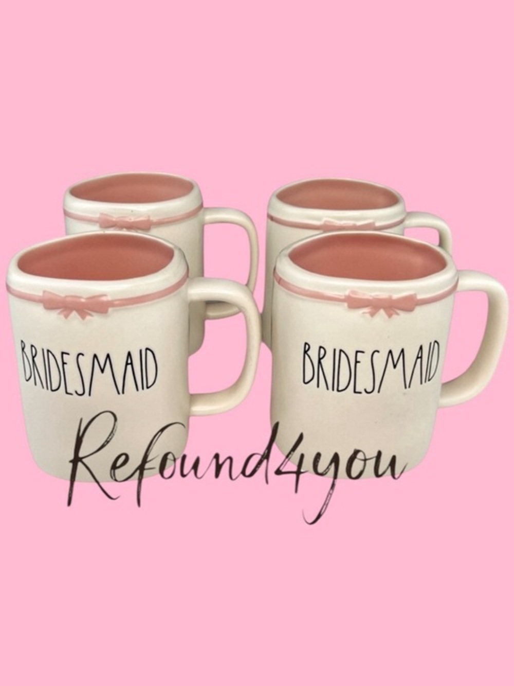 Rae Dunn - ‘Bridesmaid - bundle’ 4 matching ceramic mugs. NWT. Firm!